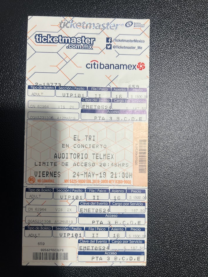 Boleto Gira 50 Años Auditorio Telmex Guadalajara — IMG_0786